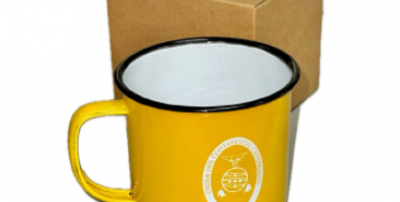 CANECA RETRO AMARELA METÁLICA
